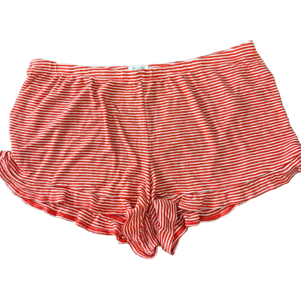 Madewell Womens XXL Red White Stripe Ruffle Pajama Lounge Sleep Shorts